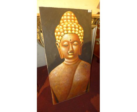 A contemporary Thai oil on canvas portrait of Buddha 