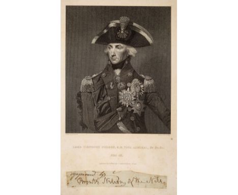 A RARE AUTOGRAPH SIGNATURE FOR BRONTE NELSON OF THE NILE excised from a document, circa 1799; mounted on a portrait print of 
