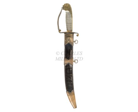 Ø A NAVAL DIRK, LATE 18TH CENTURY with curved polished blade, commemorating the Battle of the Nile, possibly for a member of 