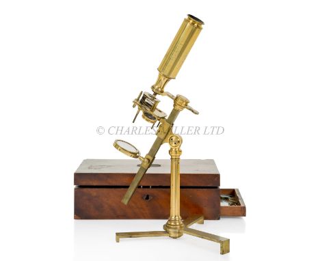 A 'MOST IMPROVED' MICROSCOPE BY GEORGE ADAMS JUNIOR, LONDON, CIRCA 1795constructed in lacquered brass and signed on the foot 