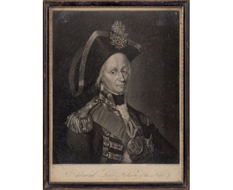 A MEZZOTINT ENGRAVING OF “ADMIRAL LORD NELSON OF THE NILE”, ENGRAVED BY J. YOUNG, AFTER MATTHEW KEYMER “from a Portrait by a 