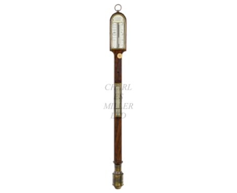 Ø A MARINE BAROMETER BY J.T. BARRY, CARDIFF, CIRCA 1860the ivory scale signed as per title with a single adjustable scale, in