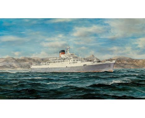 δ ROBERT G. LLOYD (BRITISH, B. 1969)The Union Castle Line S.S. 'Windsor Castle', off Cape Town, circa 1960Signed and dated 'R