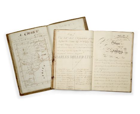 A MANUSCRIPT NAVIGATION WORKBOOK AND JOURNAL, CIRCA 1812kept by one T. Hugill on laid paper, navigation comprising fifty page