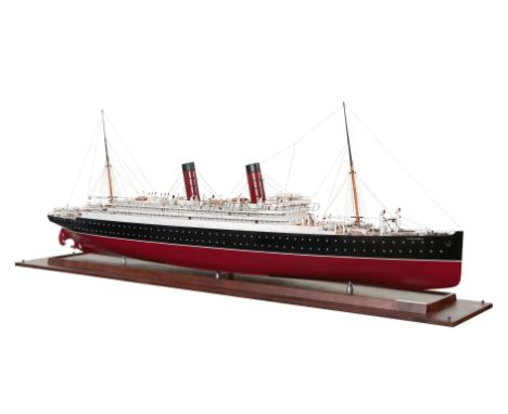 A FINE 1:48 SCALE BUILDER'S-STYLE MODEL OF R.M.S. CARMANIA ORIGINALLY BUILT BY JOHN BROWN & CO. FOR CUNARD, 1905laminated and