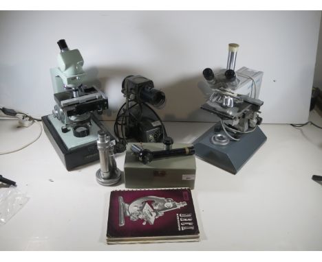 TWO MODERN MICROSCOPES electric microscopes by Reichert, Austria and Watson, probably 1960s, one with dust cover, together wi