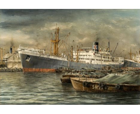 δ ROBERT G. LLOYD (BRITISH, B. 1969)Strick Line's S.S. 'Khuzistan' lying off Shanghai, circa 1960Signed and dated 'R. G. Lloy