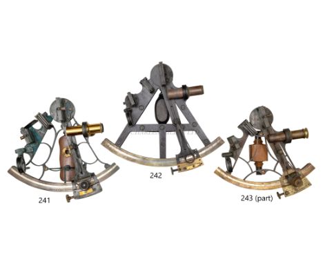 A 7IN. RADIUS VERNIER SEXTANT BY HEATH AND CO., LONDON, CIRCA 1916with oxidised brass bell frame, inscribed on the arc 'Made 