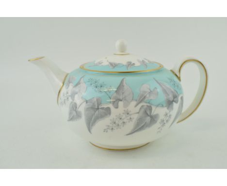 Wedgwood 'Buxton' tea pot W4131, green back stamp. Height 12.5cm.  All of first quality free of restoration or damage.
