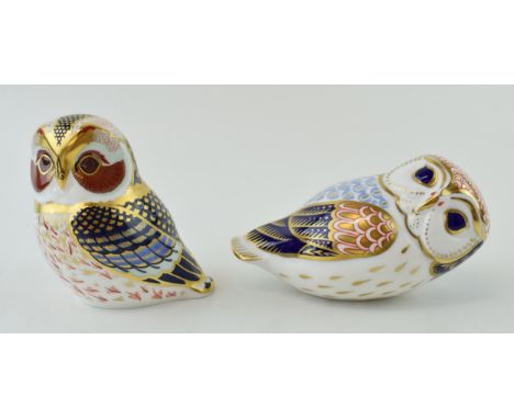 Two Royal Crown Derby paperweight, Tawny Owl, gold stopper and red printed marks to the base and another Owl, one of the orig