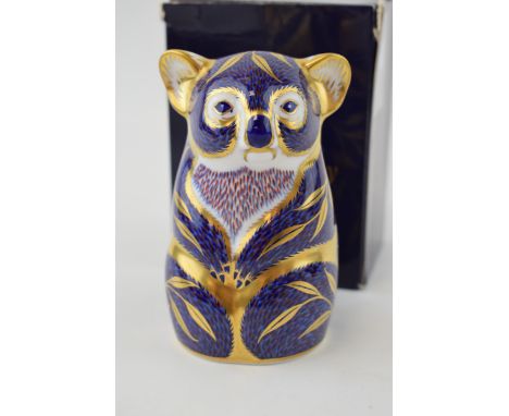 Boxed Royal Crown Derby paperweight in the form of a Koala, first quality with gold stopper.  In good condition with no obvio