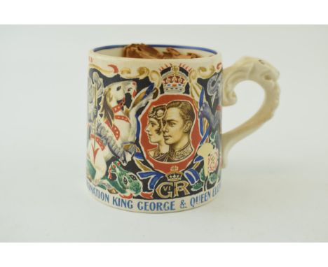 Commemorative mug For King George and Queen Elizabeth designed by Dame Laura Knight. D.B.E. R.A. With original certificate. H