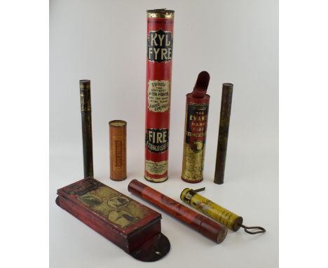 A collection of vintage and antique advertising items to include 'Minimax Refi'l wall mounted fire extinguisher, 'The Evans H