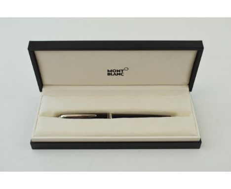 Boxed Montblanc Generation Fountain Pen, 14ct white gold nib stamped 14K 585, black resin with silver coloured fittings, cart