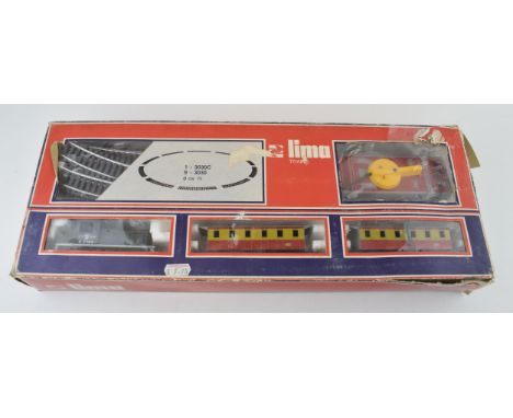 Boxed vintage Lima Trains 1970s train set basic layout with engine, carriages, track and controller.  