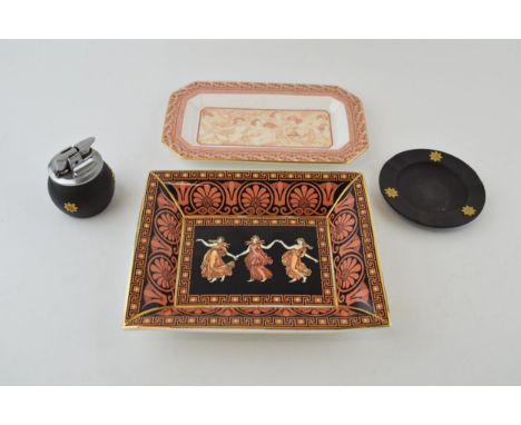 Wedgwood to include a Venus rectangular pin tray, a pair of black Jasperware items with gold relief to include a lighter and 