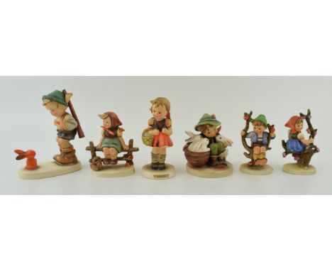 Goebel figures to include Apple Tree Boy, Just Resting, Boy with Rabbits (Af), School Girl and others (6).  In good condition