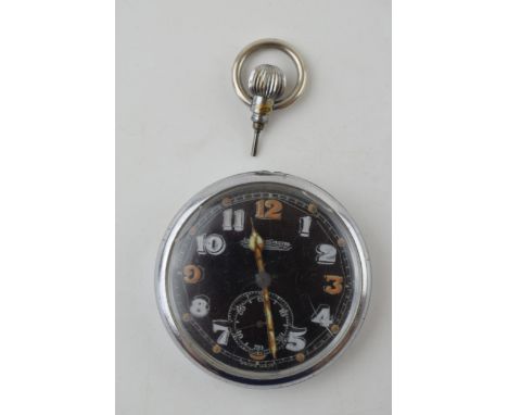Jaeger Le Coultre military pocket watch, top wind, arabic numerals, with broad arrow to reverse 'G S T P FU34434', non workin