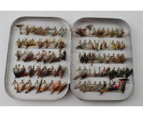 Vintage 'Hardy' fly fishing aluminium box by Richard Wheatley. Marked 'Hardy Bros Ltd Makers Alnick England' complete with fl