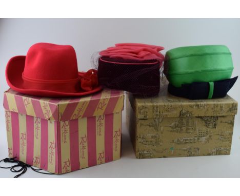 2 Vintage 1960s Hats Harrods of London Rackmans with one similar  Very good and very little used condition these have been st