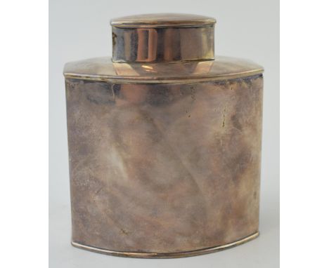 Hallmarked silver tea caddy of plain form, Birmingham 1942, 10cm tall,  166.2g.  