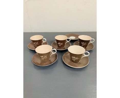 Five Shelley china tea cups and six saucers 
