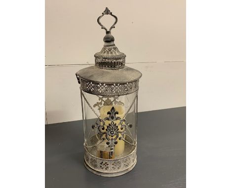 Decorative metal and glass lantern 