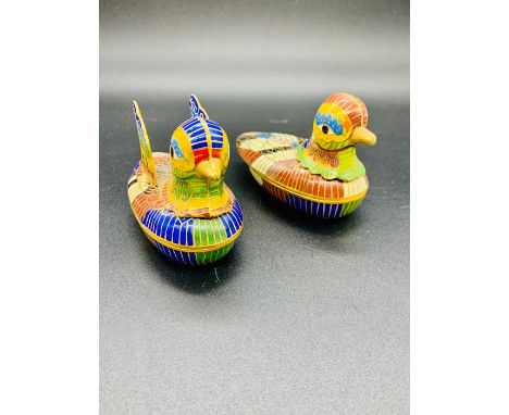 Two Cloisonné enamel models of ducks  