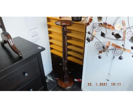 A mahogany torchere and fire screen a.f