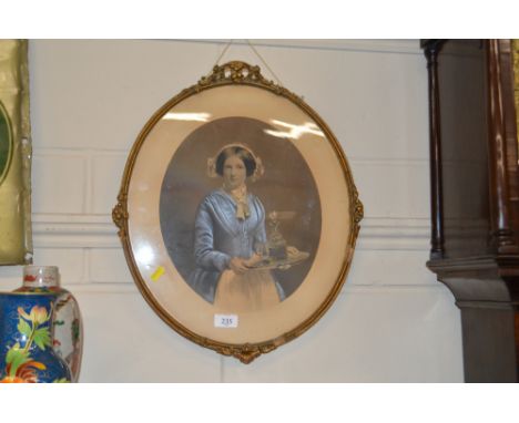 A gilt framed overpainted portrait print "The Sherry Girl"