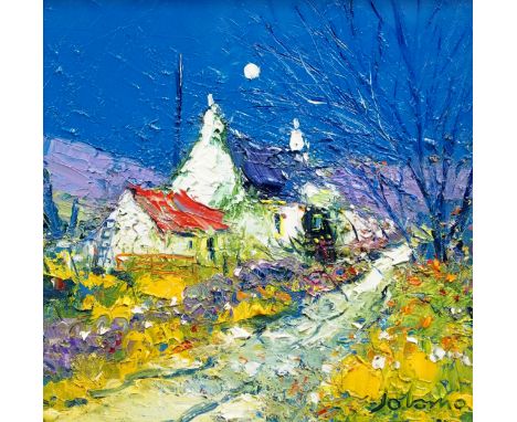 *JOHN LOWRIE MORRISON OBE (Scottish b. 1948) WINTER LIGHT ARCHIE'S HOUSE Oil on canvas, signed, 30 x 30cm (11 3/4 x 11 3/4") 