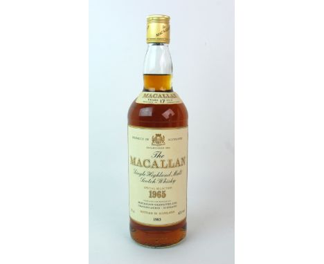Macallan 1965 17 Year old Highland Single Malt Scotch Whisky bottled in Scotland 1983. 75cl, 43% volume, in carton