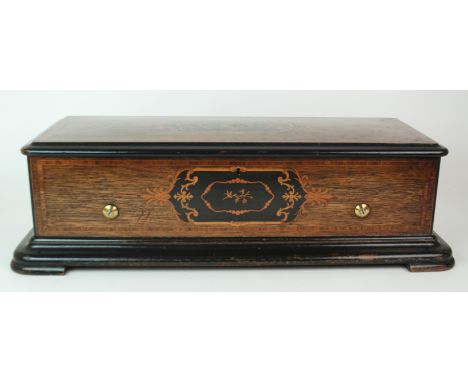 A 19th Century rosewood and inlaid marquetry musical box by Nicole Freres No.44770, playing 8 Airs, with original music sheet