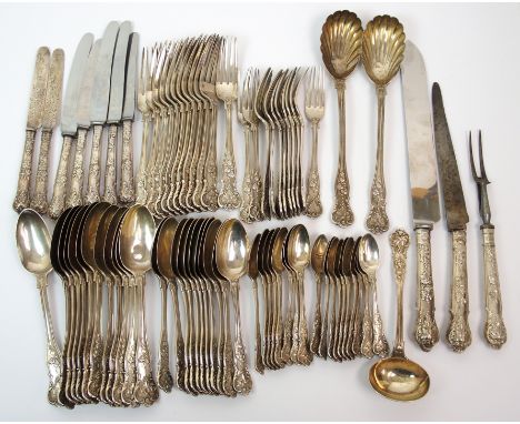 A part suite of silver cutlery by Chawner &amp; Company (George William Adams), London 1874, double struck in a fruit and vin