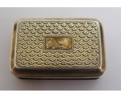 A George III silver vinaigrette by John Shaw, Birmingham 1813, of rectangular form with engine turned decoration and blank ca