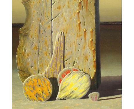 •GORDON K MITCHELL ARSA, RSW, RGI (Scottish b. 1952) FRUITS OF THE SEA Oil on canvas, signed, 30.5 x 30.5cm (12 x 12") Inscri