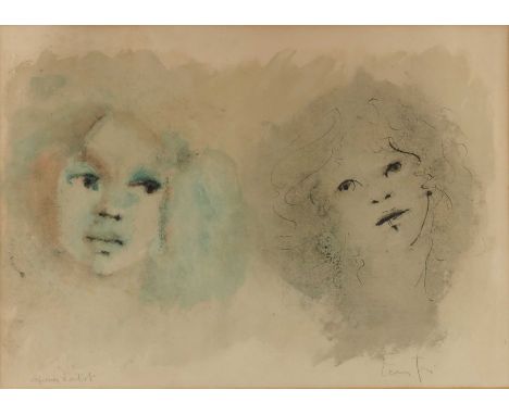 Leonor Fini (1907-1996), Study Portrait of Two Girls, lithograph, signed in pencil, 37cm x 52cm, framed