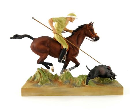 Doris Lindner for Royal Worcester, a porcelain model of Hog Hunting, number 3164, black printed factory marks to base, 17.5cm