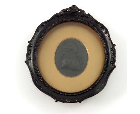 Wedgwood and Bentley, a black basalt relief moulded portrait plaque of Linnaeus, circa 1778, bust in profile, impressed marks