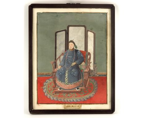 An early 19th century Chinese Imperial portrait of Emperor Jiaqing (嘉庆皇帝的画像), Qing dynasty from 1796 to 1820, dressed in drag
