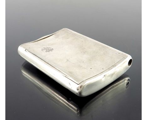 A white metal combination vesta case snuff box, hip shaped with gilt interiors, 9.5cm x 6.5cm, 5.42ozt