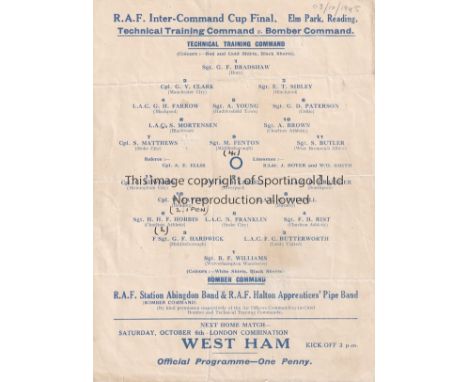RAF / READING    Single sheet Technical Training Command v Bomber Command RAF Inter-Command Cup Final at Elm Park, Reading 3r