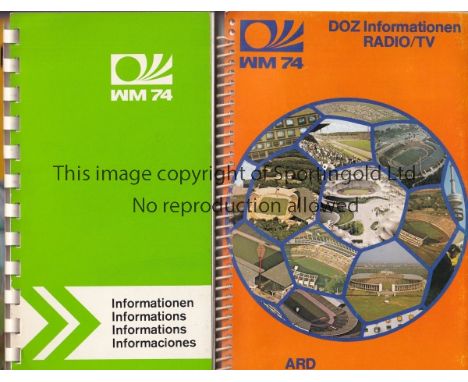 1974 FIFA WORLD CUP       Collection of nine Press/VIP issues as follows: 1. 1974 FIFA World Cup ''DOZ Informationen Radio/TV