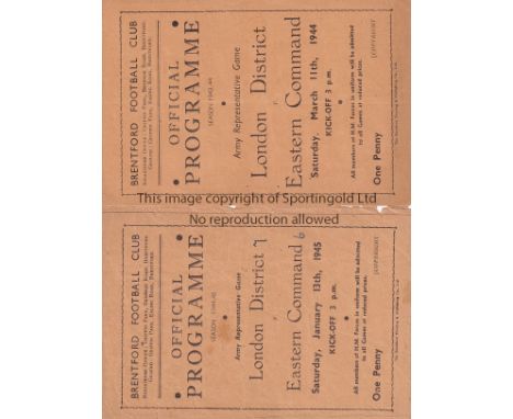 ARMY / BRENTFORD    Two 4 Page programmes for Army matches at Brentford v Eastern Command 11th March 1944 (generally good , L