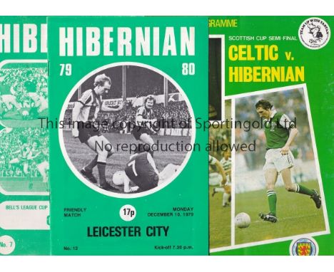 GEORGE BEST / HIBERNIAN      Three programme including Best playing for Hibernian at home v. Leicester City 79/80 Friendly an
