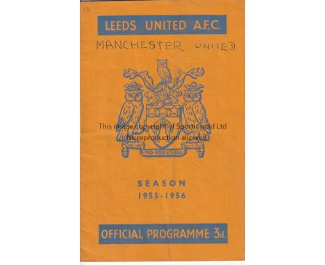 LEEDS / MAN UNITED    Programme for the Leeds United v Manchester United friendly match 28th January 1956. "Manchester United