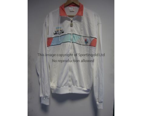 TOTTENHAM CUP FINAL 87   Tottenham tracksuit top issued to Tony Galvin for the 1987 FA Cup Final. White, made by Hummel and r