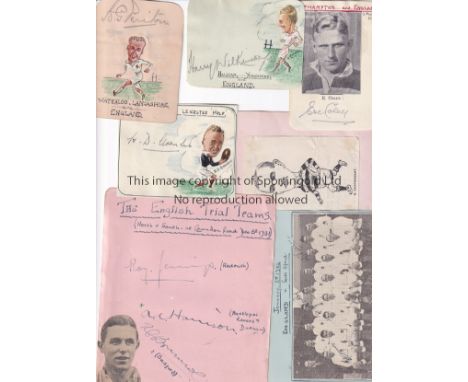RUGBY AUTOGRAPHS   Collection of Rugby autographs, circa 1930. Team photo (England 1929/30 signed by four, 1932 signed by 3, 