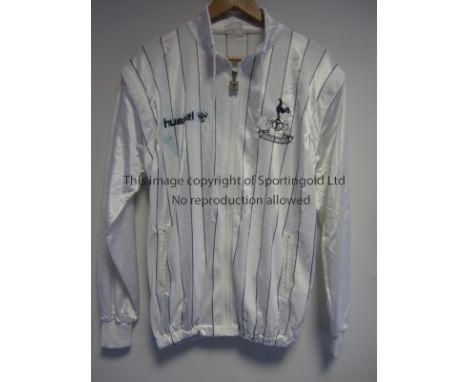 TOTTENHAM - TONY GALVIN  Tottenham tracksuit top issued to Tony Galvin, white with thin blue stripes, Hummel on right breast,