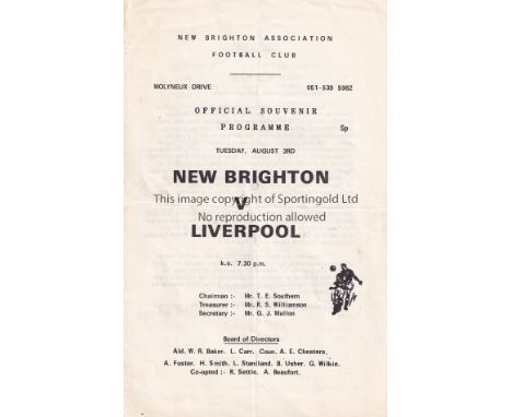 NEW BRGHTON / LIVERPOOL    4 Page programme New Brighton v Liverpool 3rd August 1971. Light horizontal fold. No writing.    G